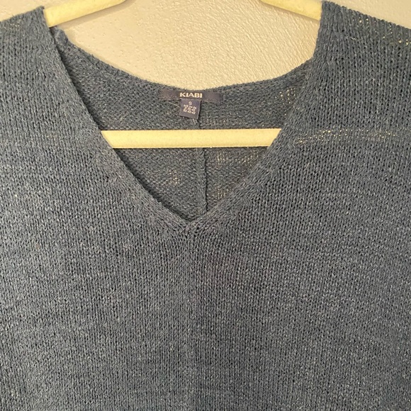 Kiabi Knit Sweater Size Small Navy Blue Three Quarter Sleeves V-Neck - Picture 2 of 9